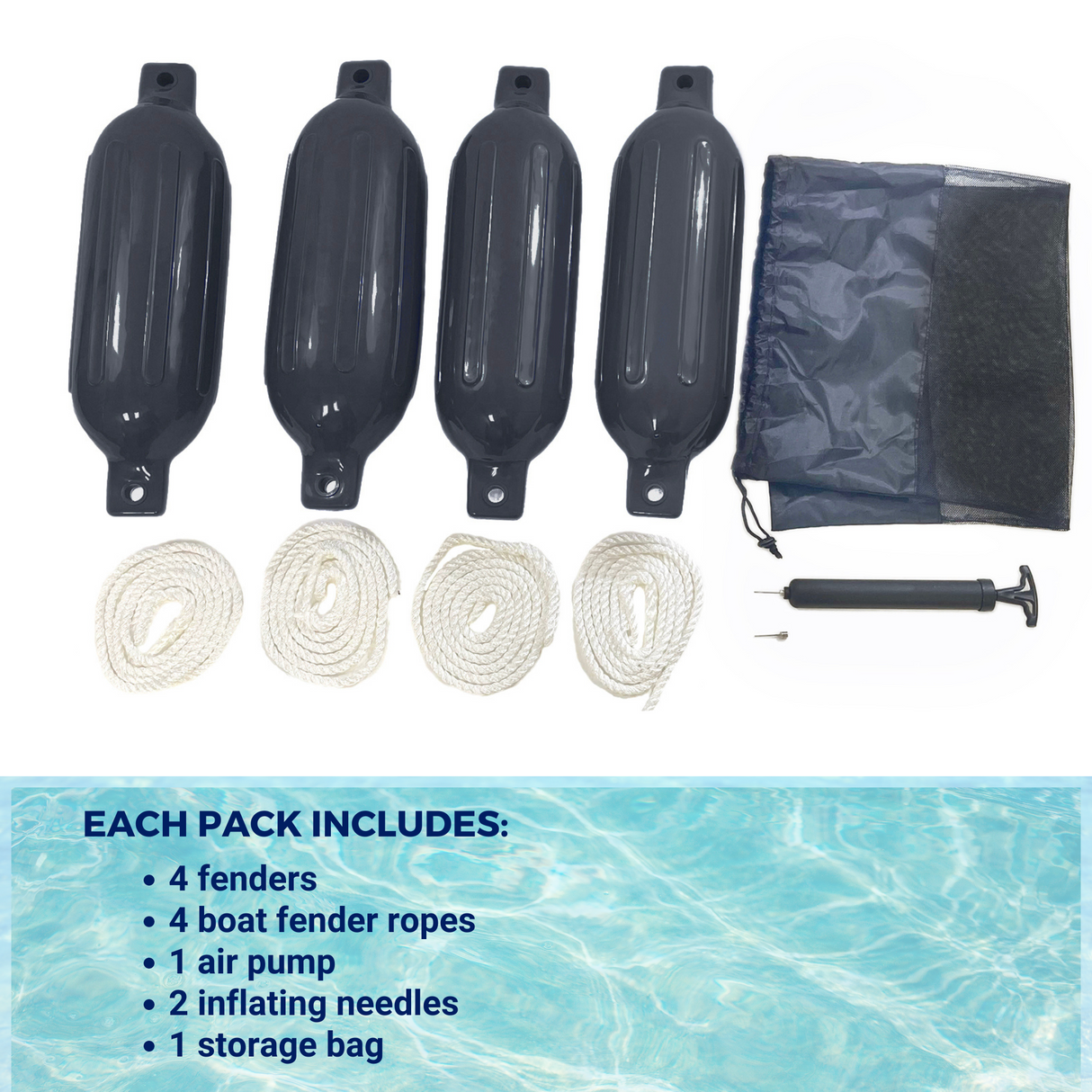 Boat Fender 4 Pack G Type Ribbed Inflatable Boat Bumpers