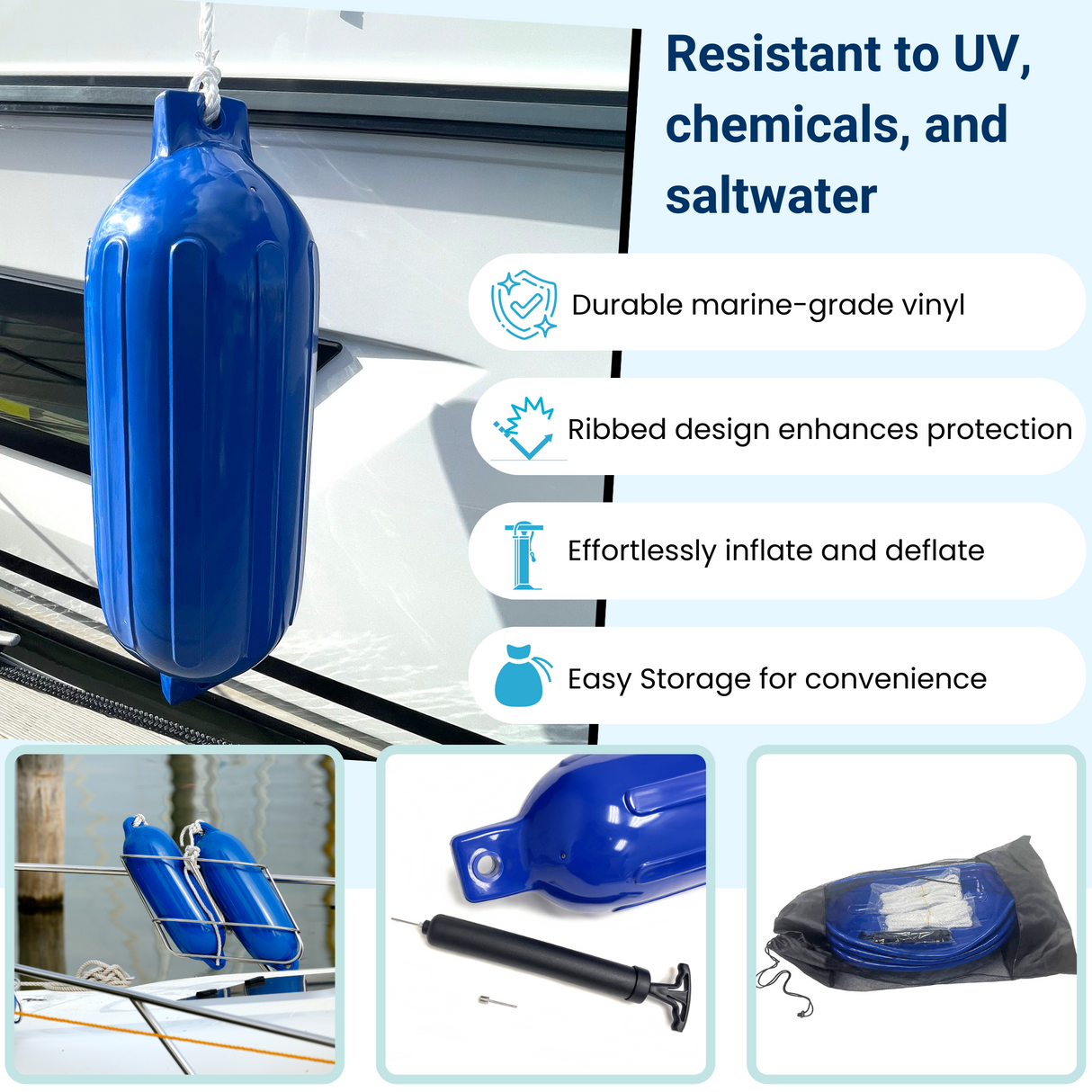 Boat Fender 4 Pack G Type Ribbed Inflatable Boat Bumpers