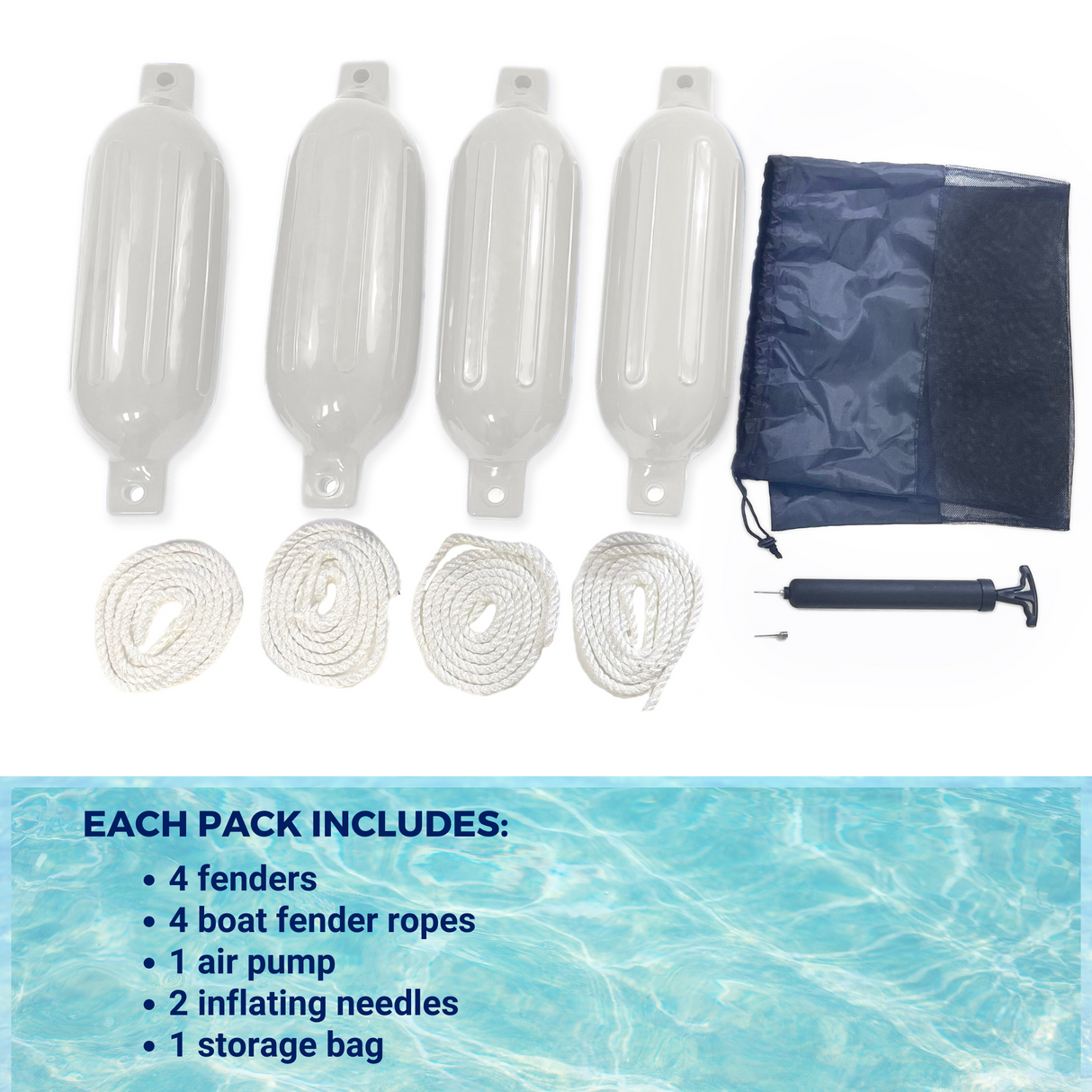 Boat Fender 4 Pack G Type Ribbed Inflatable Boat Bumpers