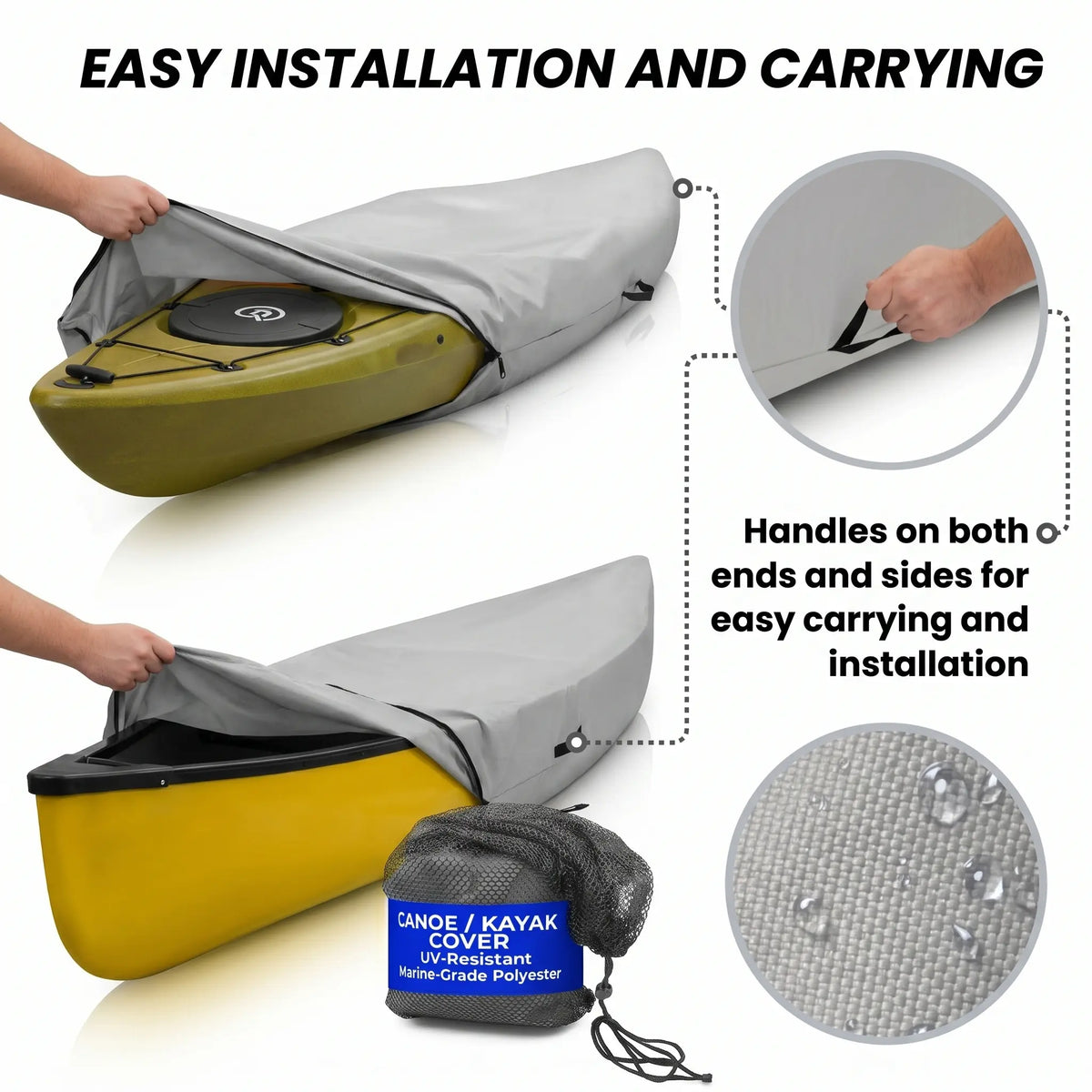 Heavy-Duty 600D Waterproof Marine Grade Polyester Kayak Cover SAVVYCRAFT