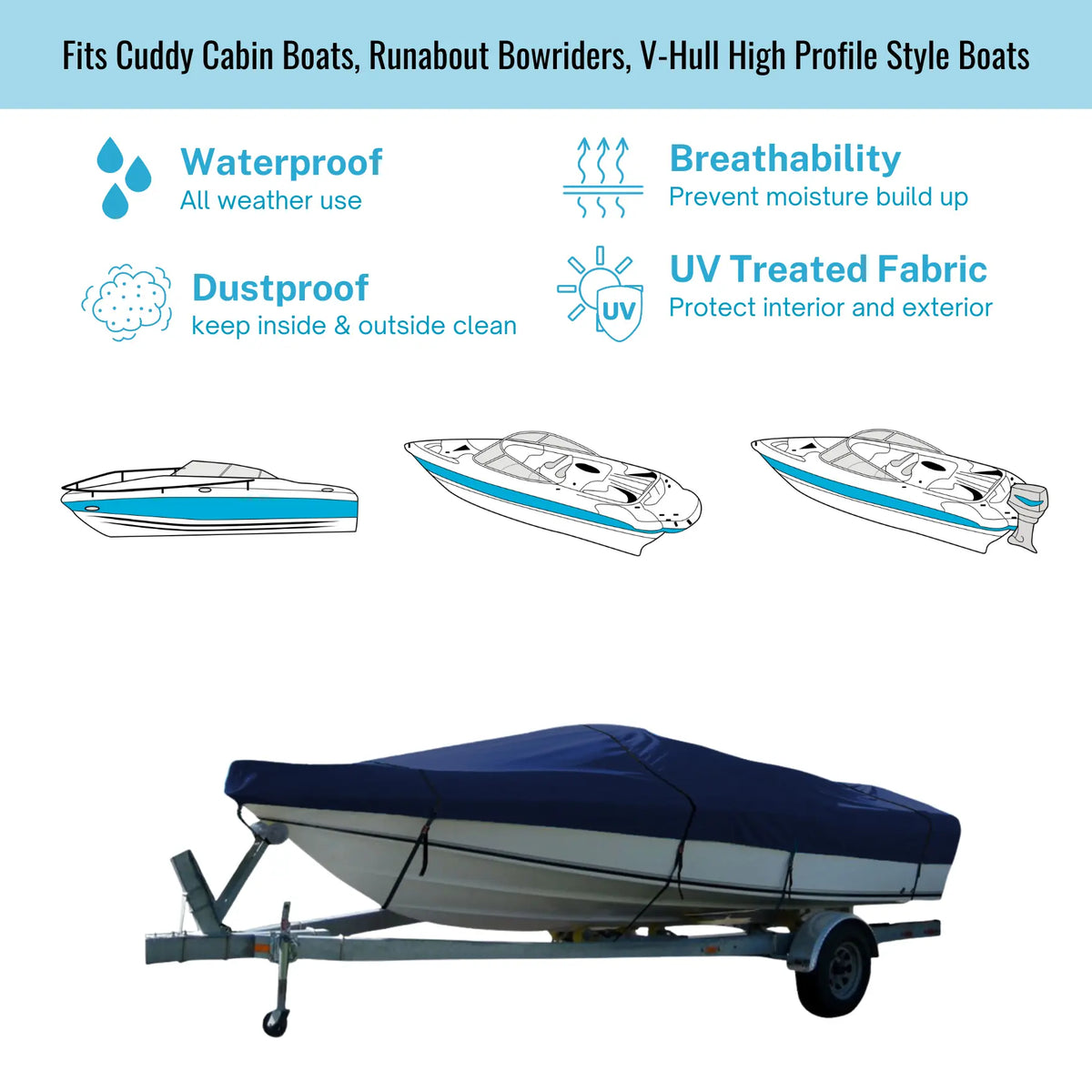 SavvyCraft® Marineshield V-Hull Cuddy Cabin Boat Covers SAVVYCRAFT