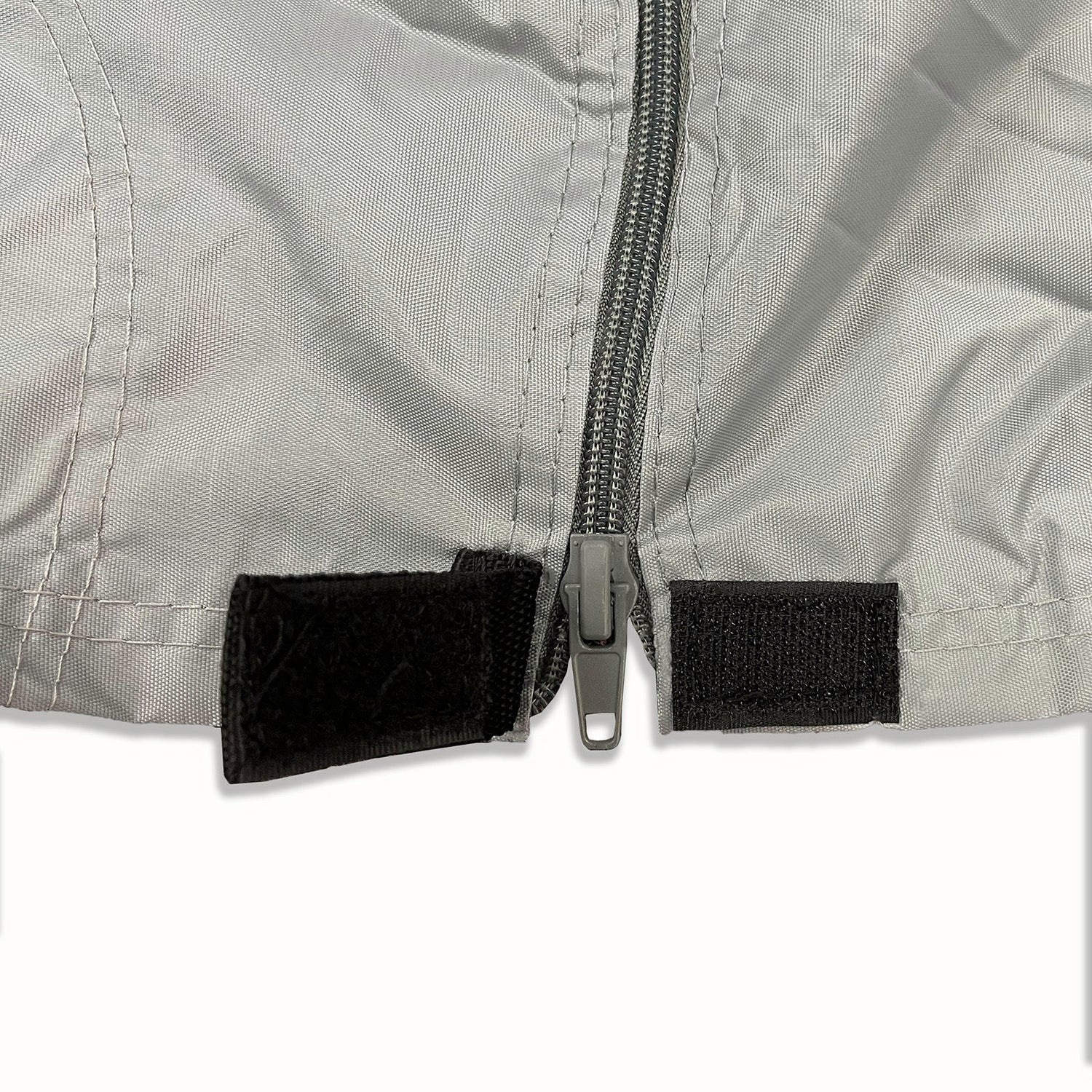 A picture of the zipper that is included in the Elite Premium Class C RV Cover.