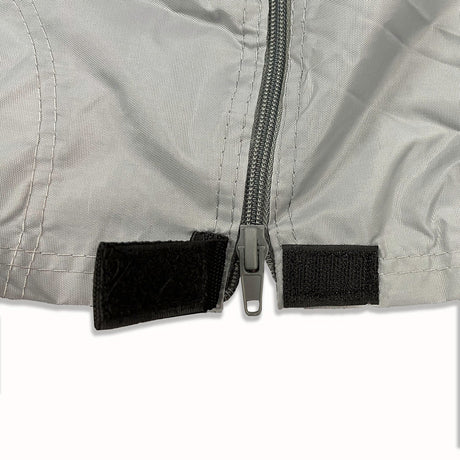 A picture of the zipper that is a part of the Elite Premium Class A RV Cover.