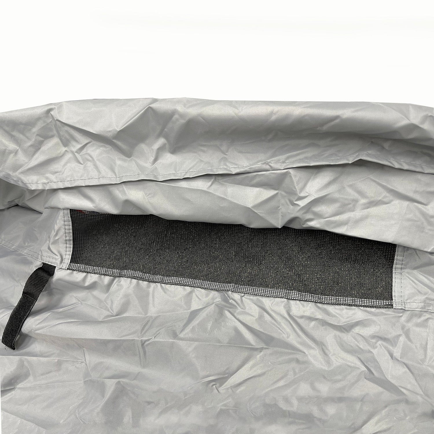 A picture of the vented end of the Elite Premium Class C RV Cover.