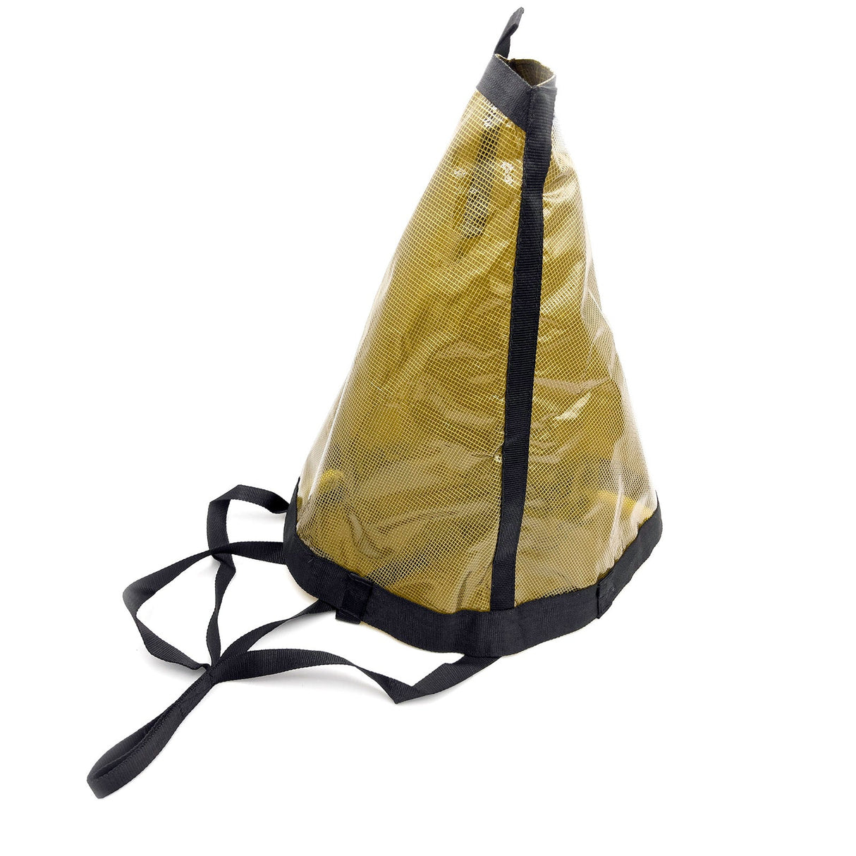 Brown cone drift sock sea anchor with black straps for kayak, small boat, and fishing drift control