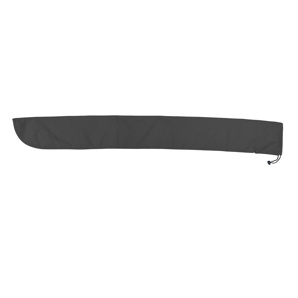 SAVVYCRAFT marine canvas tiller sleeve in black, displaying the complete profile of the cover used to protect sailboat rudder handles