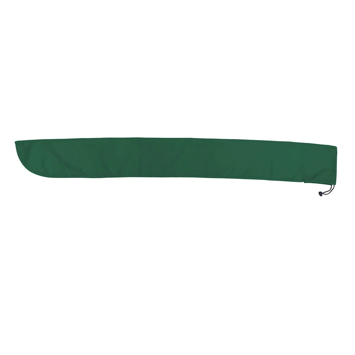 SAVVYCRAFT marine canvas tiller sleeve in green, displaying the complete profile of the cover used to protect sailboat rudder handles
