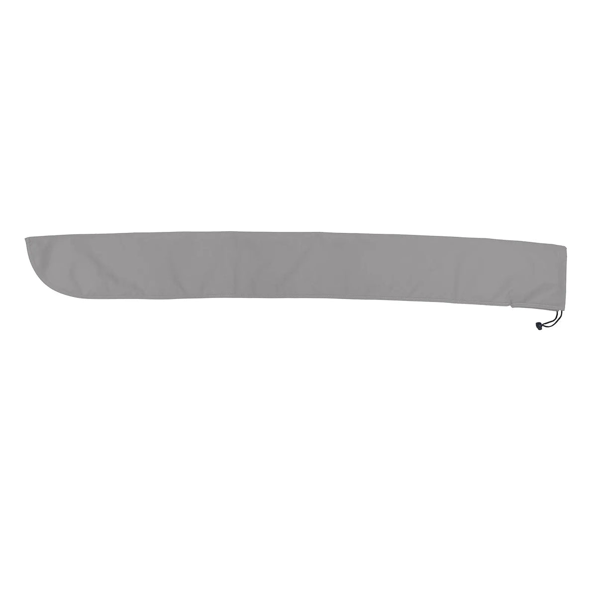 SAVVYCRAFT marine canvas tiller sleeve in grey, displaying the complete profile of the cover used to protect sailboat rudder handles