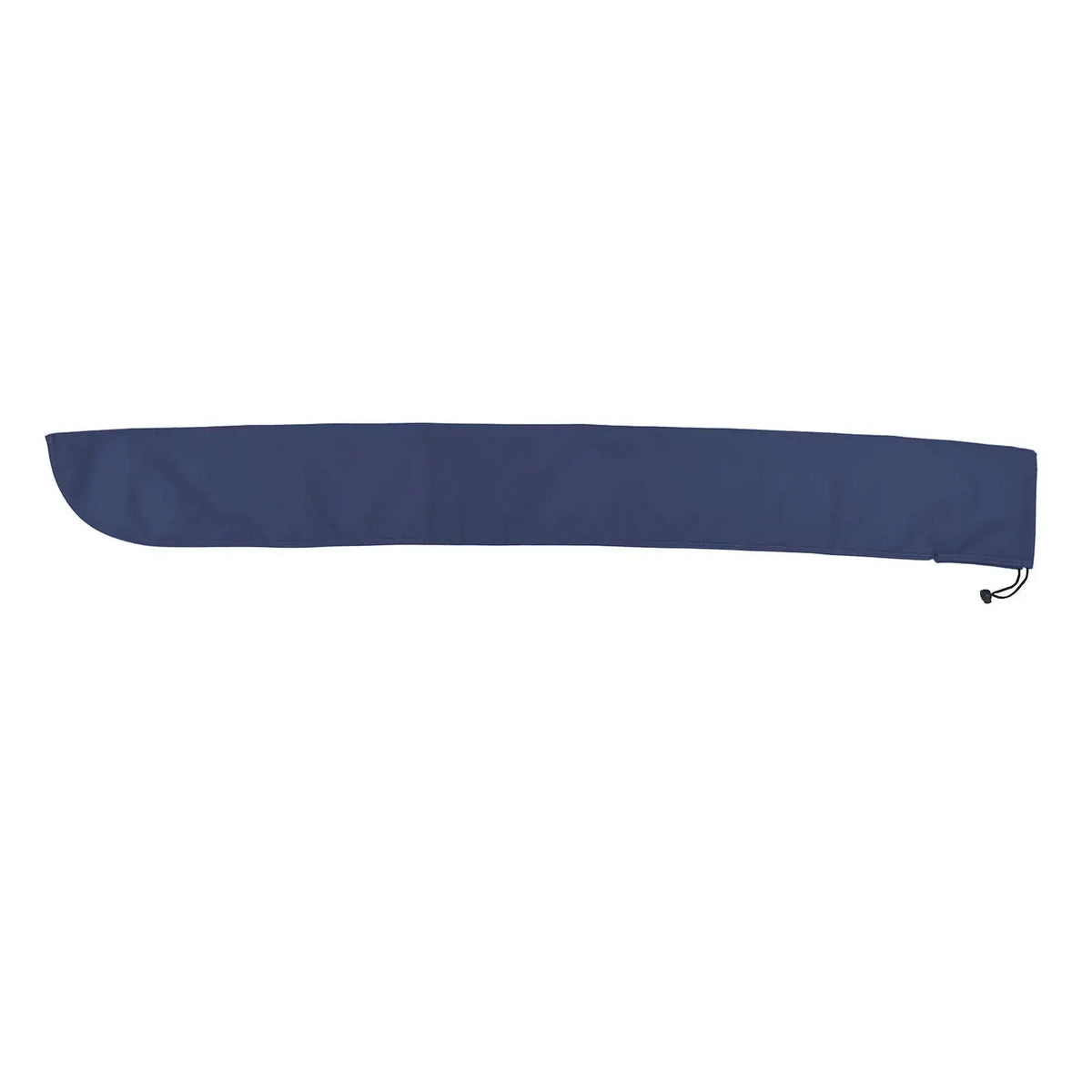 SAVVYCRAFT marine canvas tiller sleeve in navy, displaying the complete profile of the cover used to protect sailboat rudder handles
