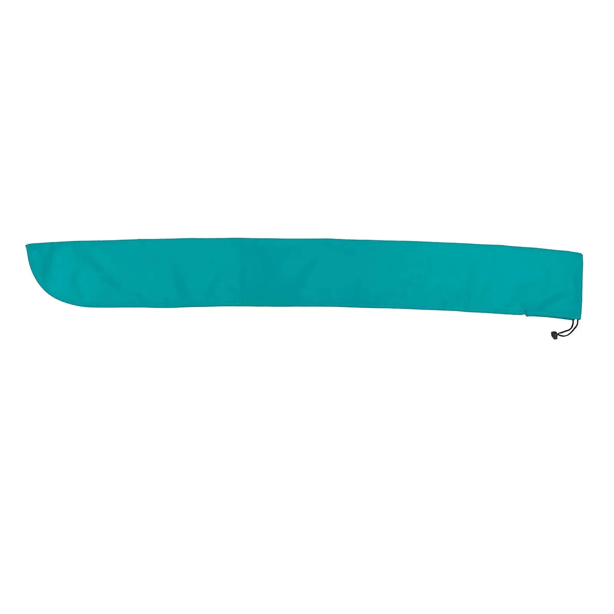 SAVVYCRAFT marine canvas tiller sleeve in teal, displaying the complete profile of the cover used to protect sailboat rudder handles