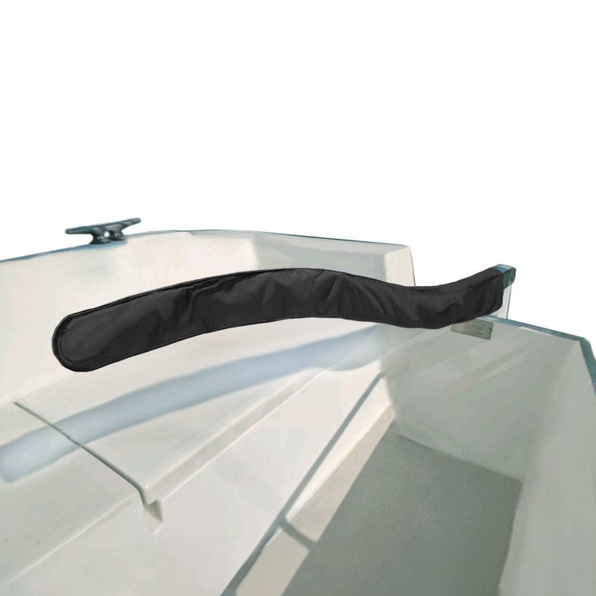 Marine grade black sailboat tiller cover, waterproof rudder handle protector, and UV-resistant boat tiller sleeve to prevent wood weathering