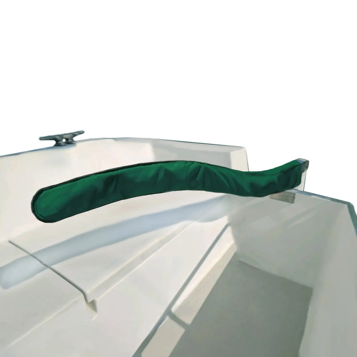 Marine grade green sailboat tiller cover, waterproof rudder handle protector, and UV-resistant boat tiller sleeve to prevent wood weathering