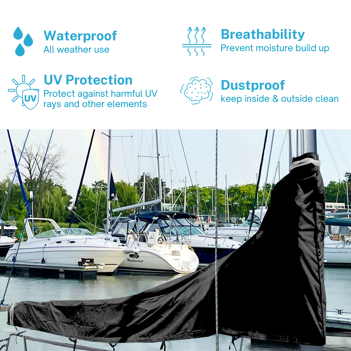 SavvyCraft® Waterproof Sailboat Mainsail Boom Cover