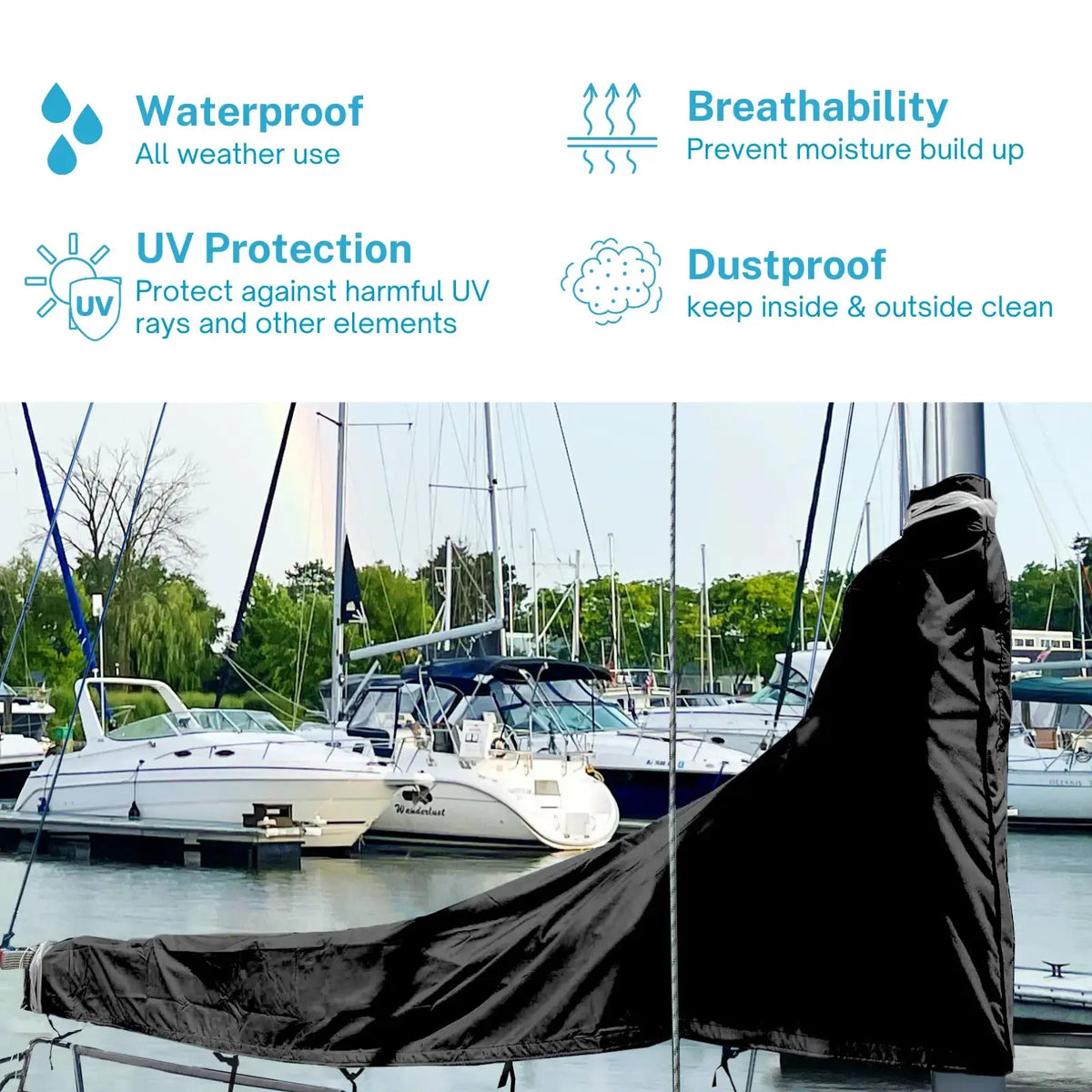 SavvyCraft® Waterproof Sailboat Mainsail Boom Cover SAVVYCRAFT
