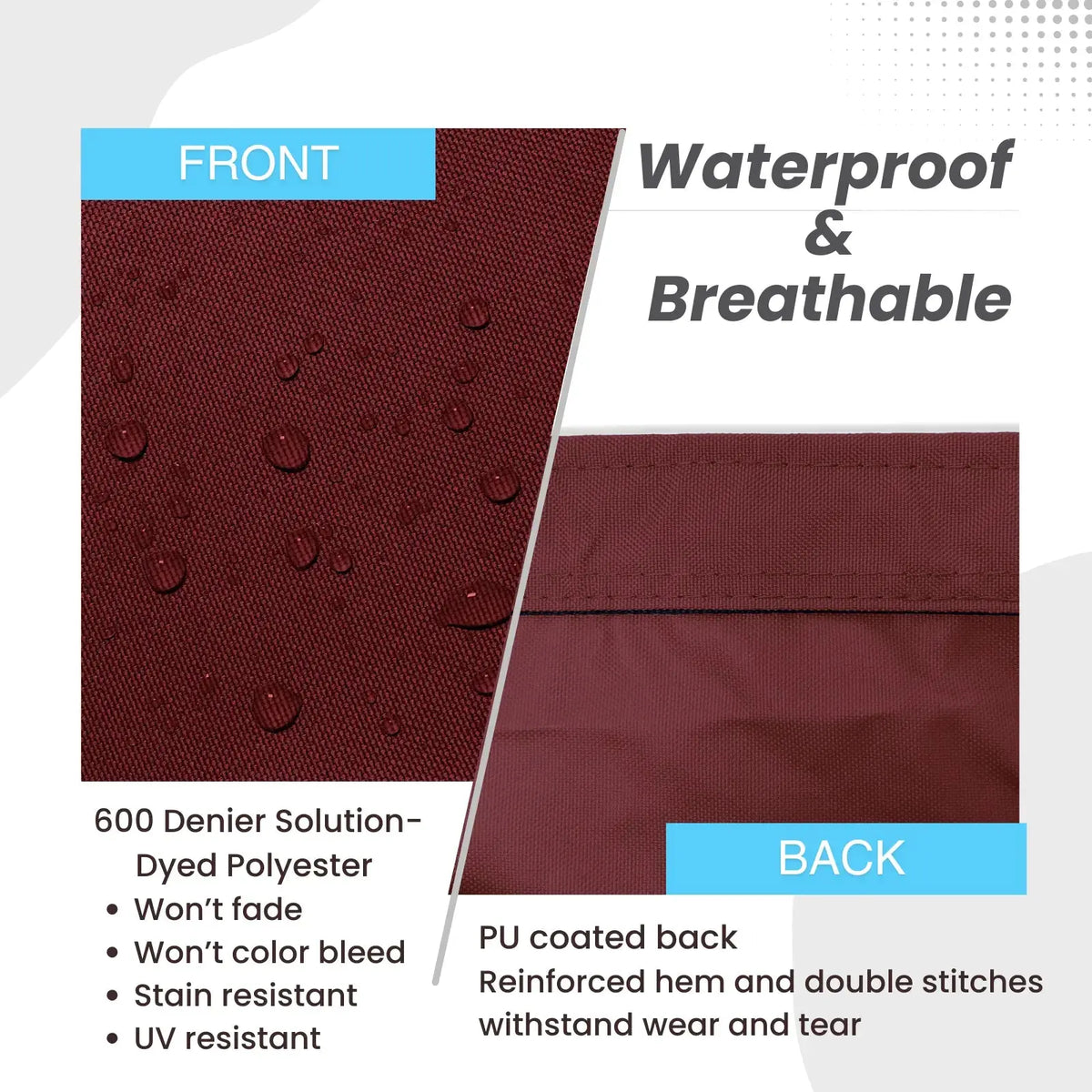 Waterproof and breathable sailboat boom cover burgundy fabric with 600D solution-dyed polyester and PU-coated backing
