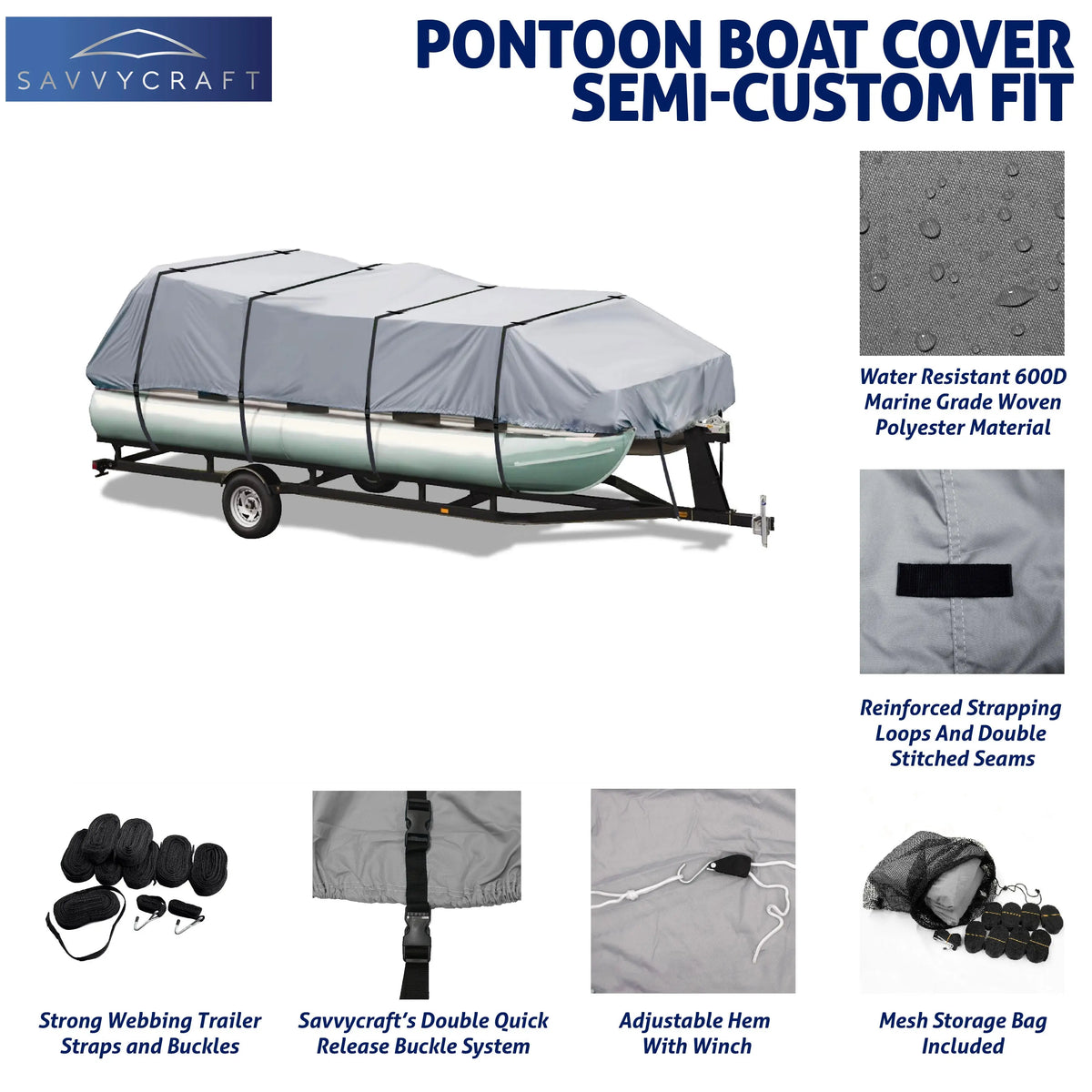 SavvyCraft® Marineshield 600D Pontoon Covers SAVVYCRAFT