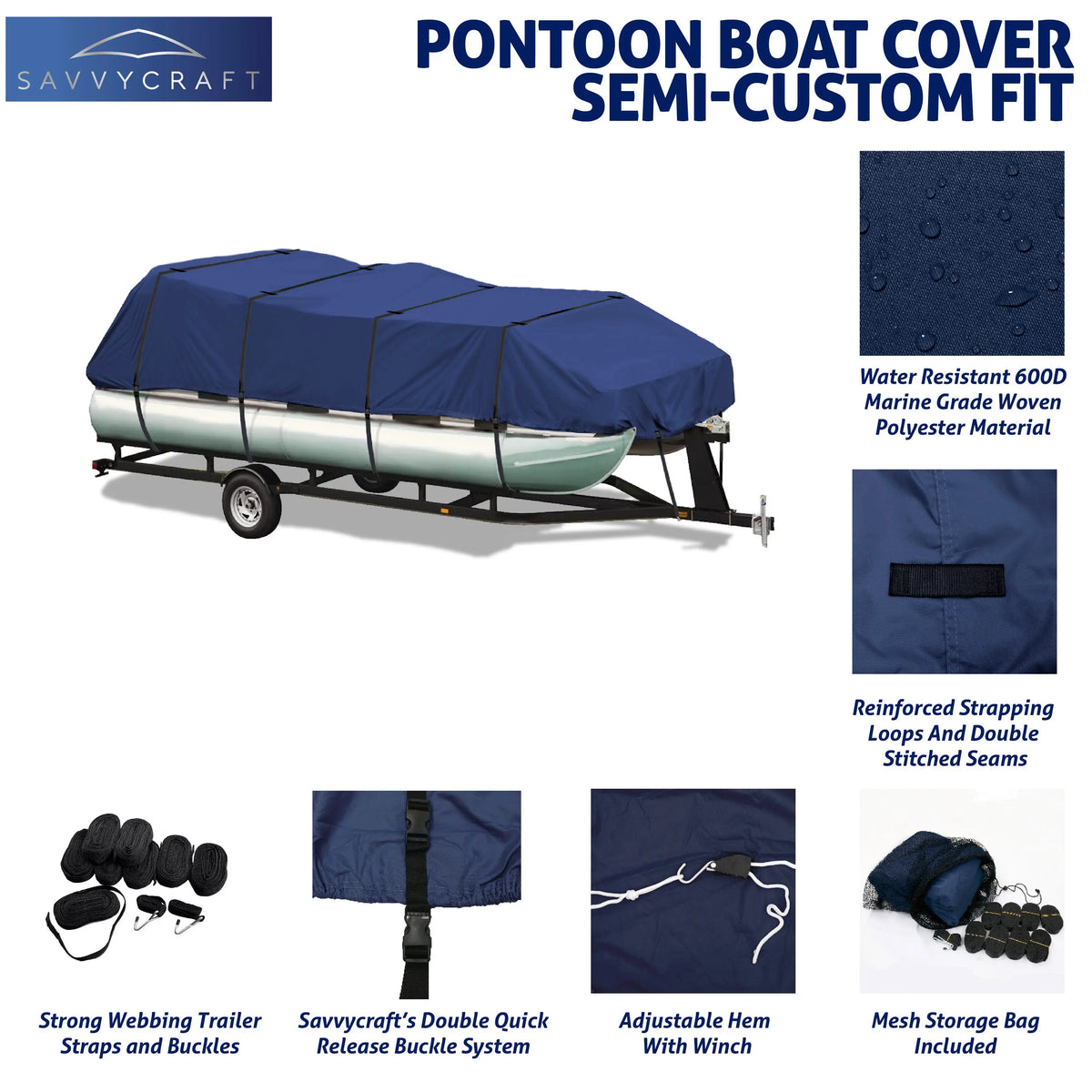 SavvyCraft® Marineshield 600D Pontoon Covers SAVVYCRAFT