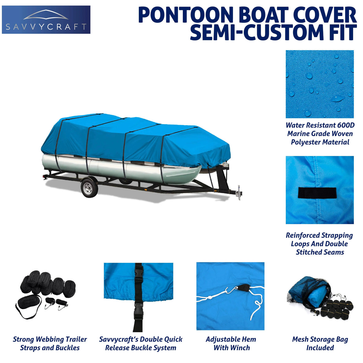 SavvyCraft® Marineshield 600D Pontoon Covers SAVVYCRAFT