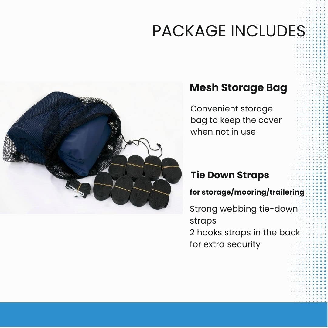 SavvyCraft® Trailerable Boat Cover Whaler Style Fishing Skiff Boats, Tri-Hull Flat Front Center Console Boats, Compartible for Boston Whaler, Carolina Skiff, Mako Pro Skiff