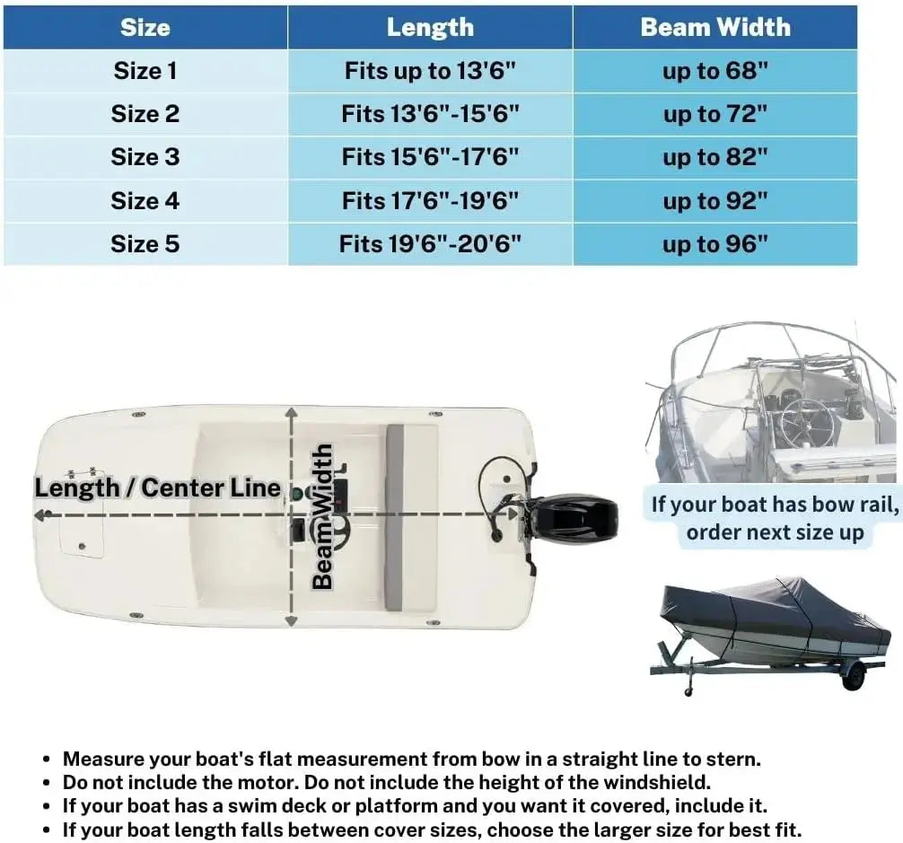 SavvyCraft® Trailerable Center Console Boat Cover Whaler Style Fishing Skiff Boats, Tri-Hull Flat Front Center Console Boats, Compartible for Boston Whaler, Carolina Skiff, Mako Pro Skiff SAVVYCRAFT