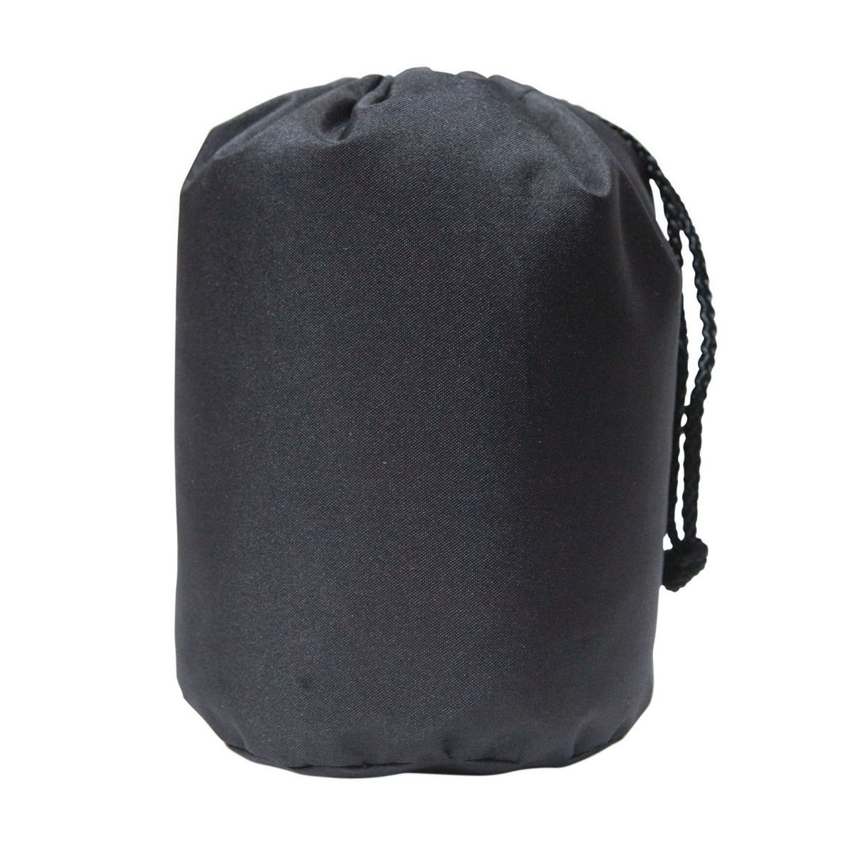 Black storage bag with compression straps to store covers, made with durable material and a lightweight design for easy transport and organization.