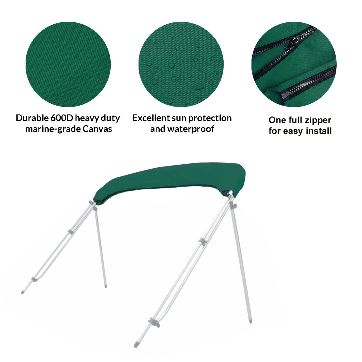 Savvycraft Waterproof 2 Bow Bimini Top Replacement Canvas 66" Long