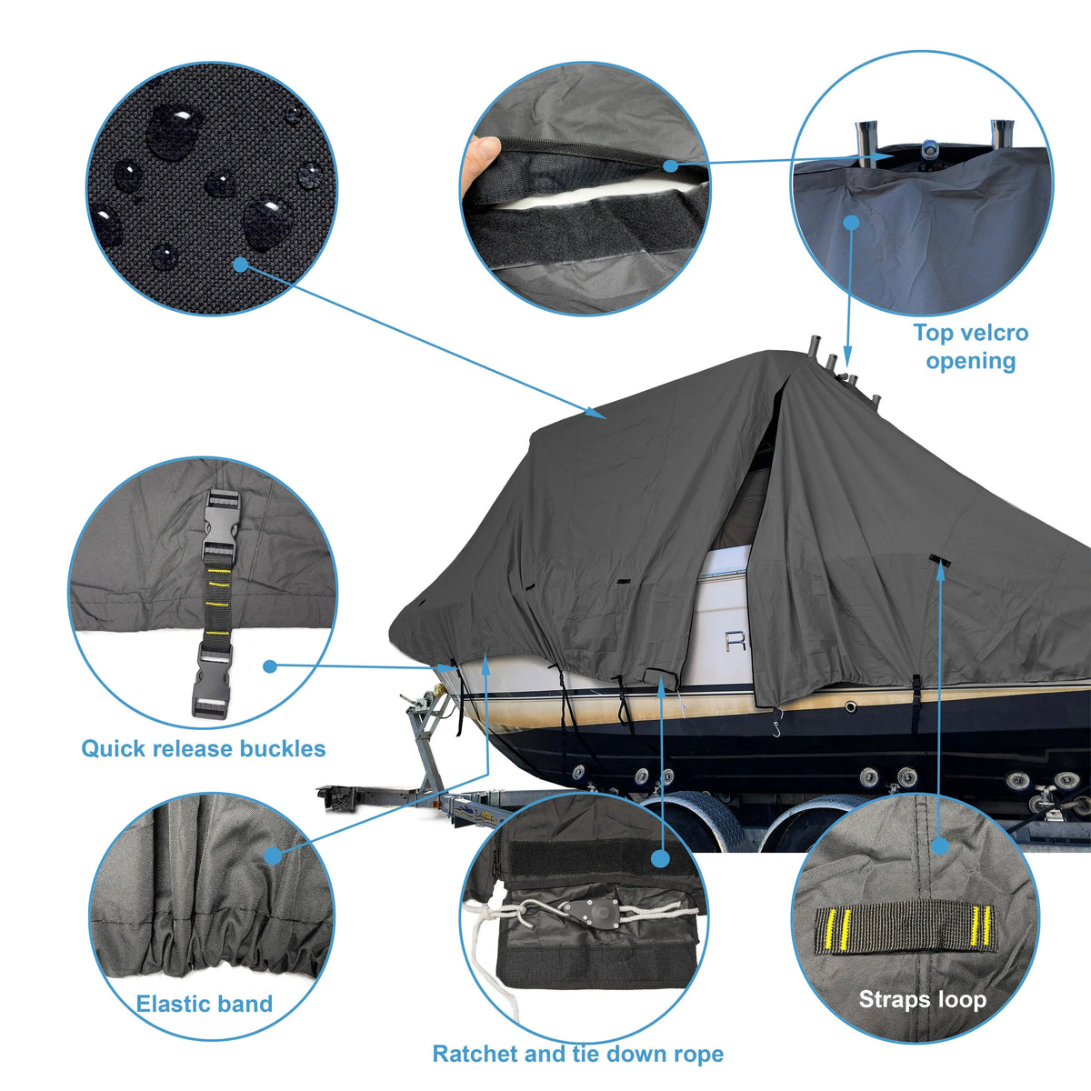 SavvyCraft® TitanShield 900D T-Top / Hard Top Boat Covers SAVVYCRAFT