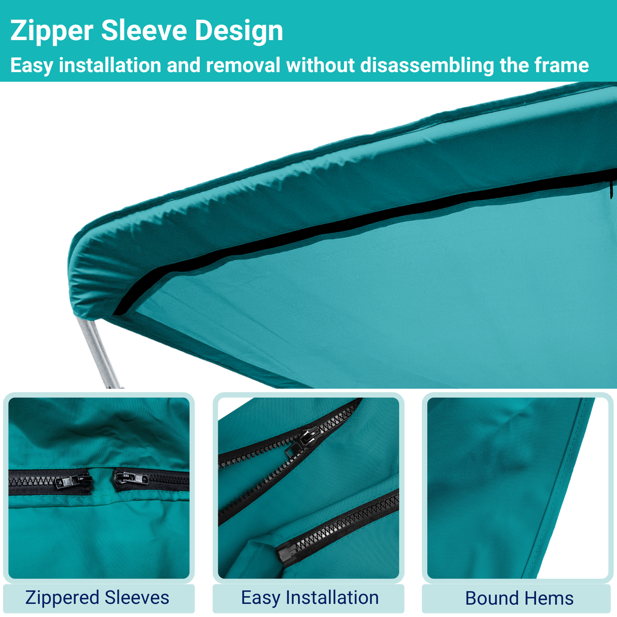 Savvycraft Waterproof 2 Bow Bimini Top Replacement Canvas 66" Long