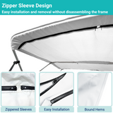 White replacement canvas with durable marine polyester canvas, featuring bound hems and zipper sleeves for easy setup.