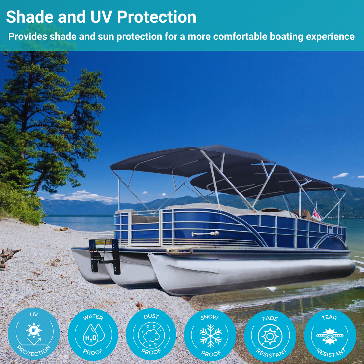 Savvycraft Waterproof 4 Bow Bimini Top Square Tube Full Set 120" Long 54" High