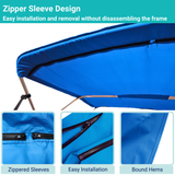 Savvycraft Waterproof 4 Bow Bimini Top Replacement Canvas-Zipper Sleeves 120" Long