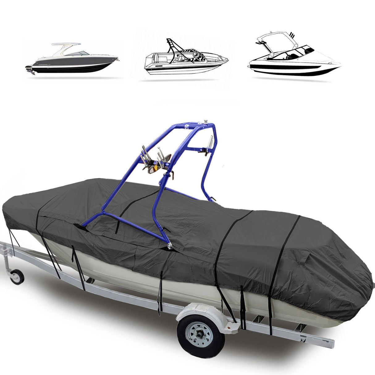Savvycraft 900D Ski & Wakeboard Tower Boat Covers Fits V-Hull Runabout with Ski/Wakeboard Towers