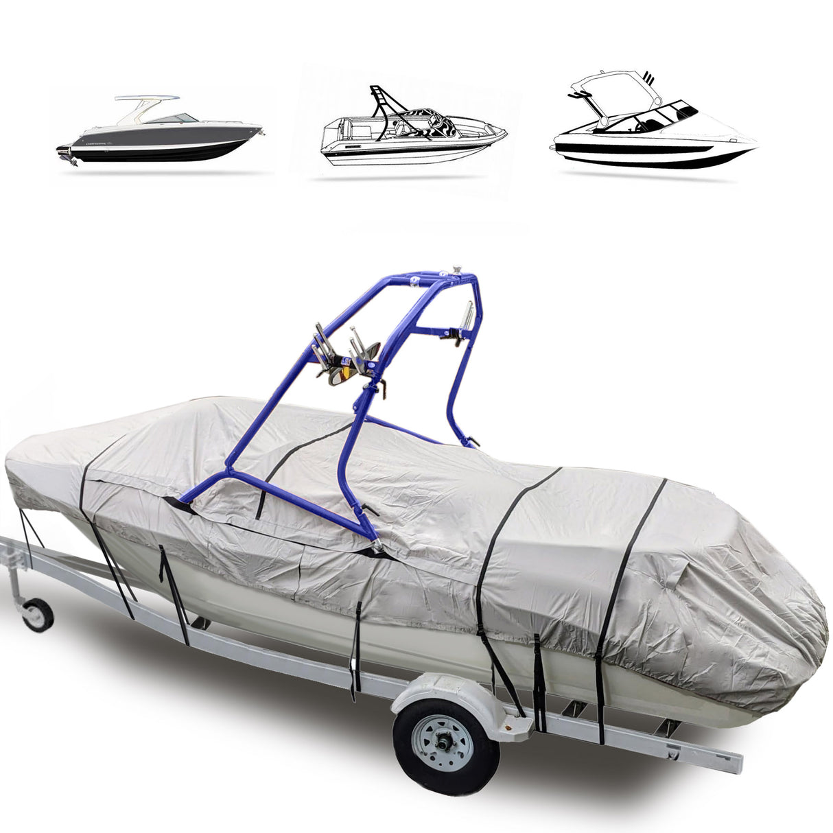 Savvycraft 900D Ski & Wakeboard Tower Boat Covers Fits V-Hull Runabout with Ski/Wakeboard Towers