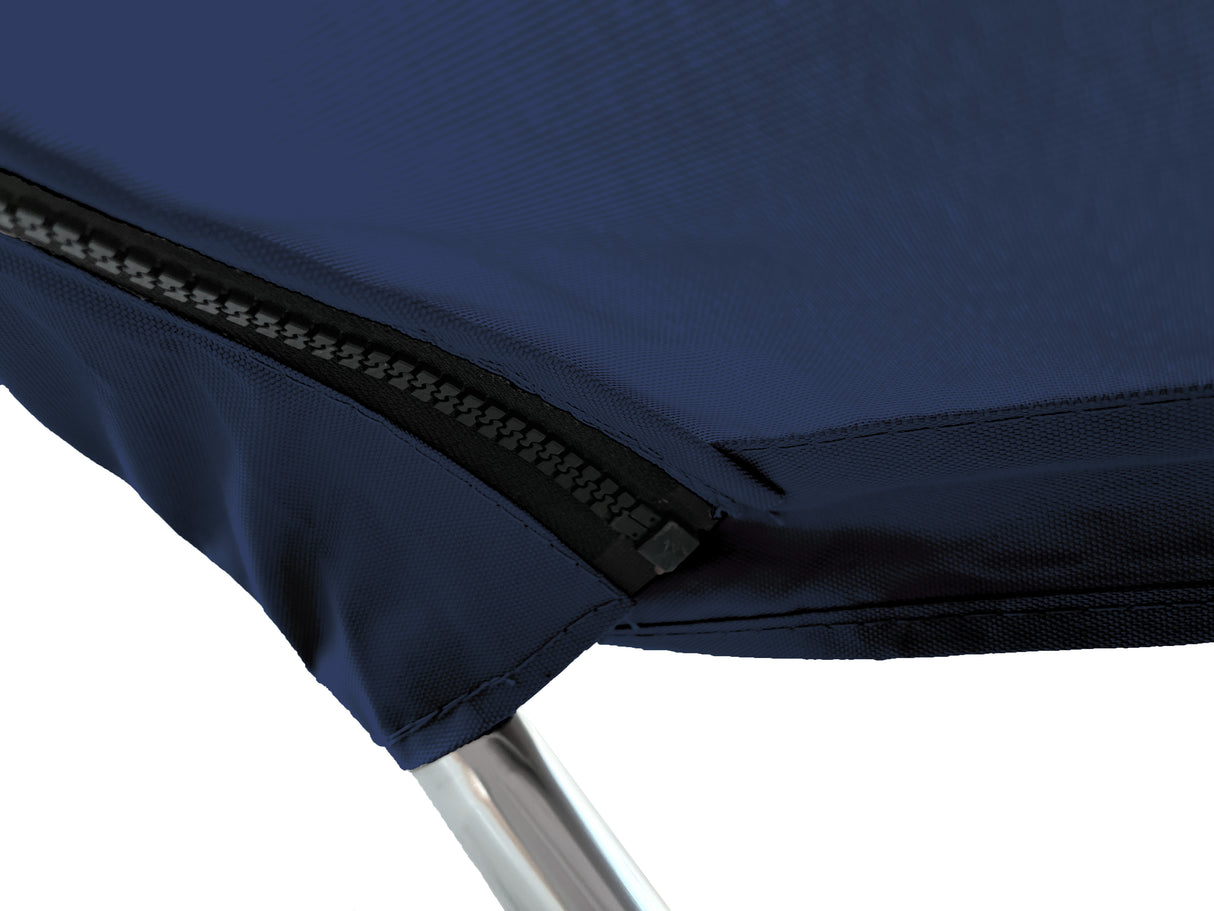 Bimini top canvas with zipper pocket for easy install and removal, made of durable marine polyester with bound hems.