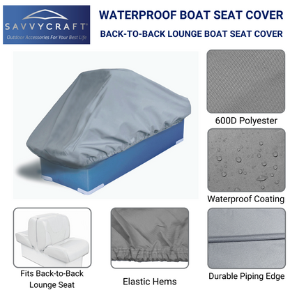 SavvyCraft Waterproof Back-to-Back Boat Seat Cover
