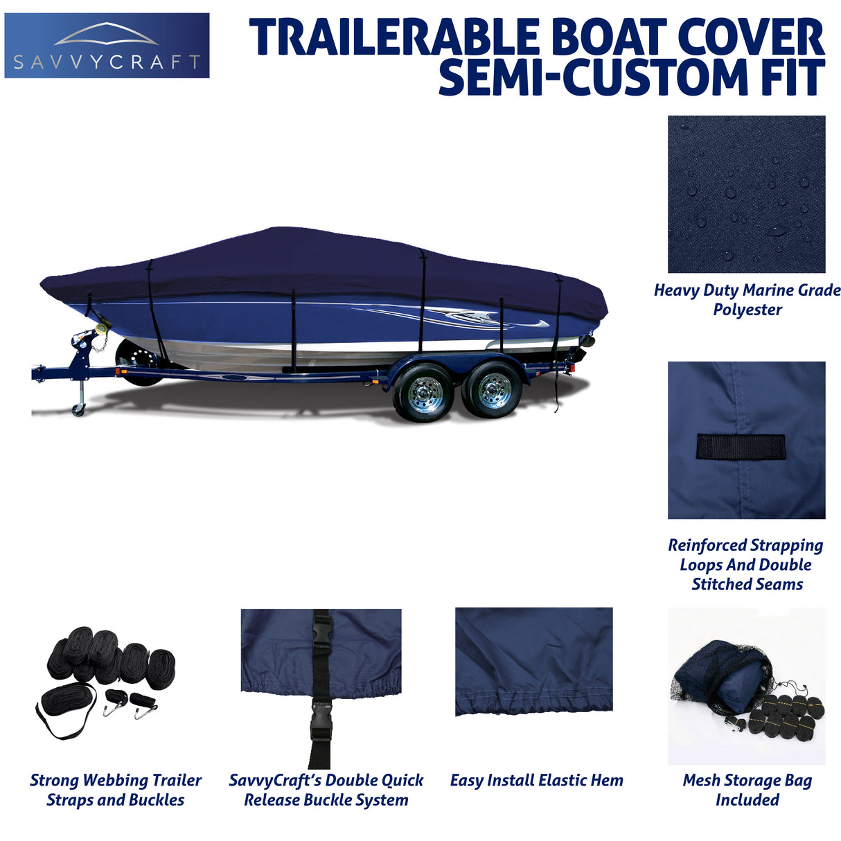 SavvyCraft® Elite ProShield V-Hull Boat Covers