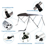 Round aluminum frame detail with quick-click connecting bars and pre-assembled hardware for easy installation.