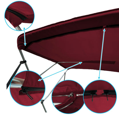 Savvycraft Waterproof 4 Bow Bimini Top Replacement Canvas-Zipper Sleeves 120" Long