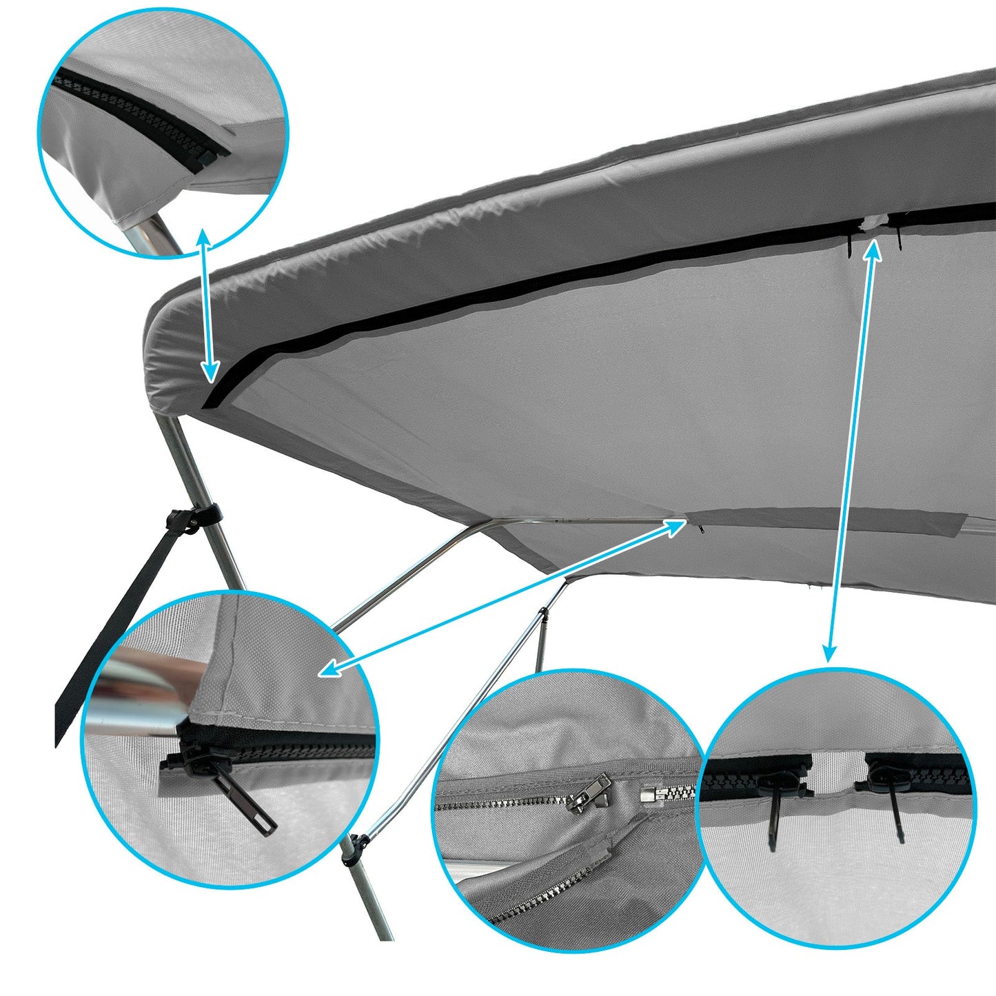 Savvycraft Waterproof 4 Bow Bimini Top Replacement Canvas-Zipper Sleeves 120" Long