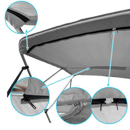 Savvycraft Waterproof 4 Bow Bimini Top Round Tube Full Set 96" Long 54" Height