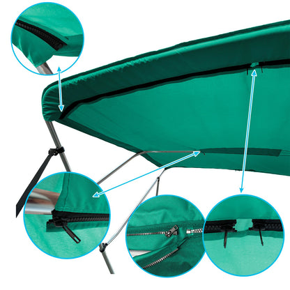 Savvycraft Waterproof 4 Bow Bimini Top Replacement Canvas-Zipper Sleeves 120" Long