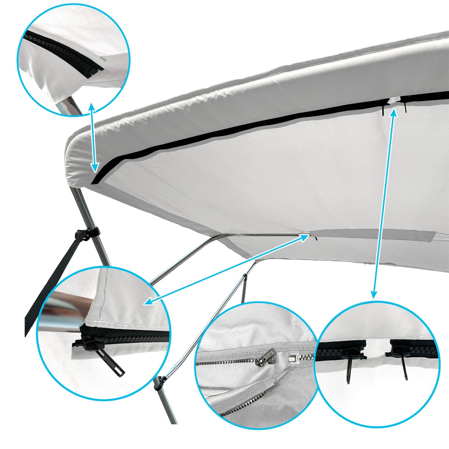 Savvycraft Waterproof 4 Bow Bimini Top Replacement Canvas-Zipper Sleeves 120" Long