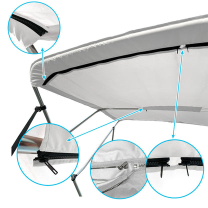 Savvycraft Waterproof 4 Bow Bimini Top Replacement Canvas-Zipper Sleeves 120" Long