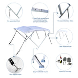 Close-up of the square tube frame showing the easy-to-use quick click connecting bars for fast installation.