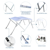 Savvycraft Waterproof 4 Bow Bimini Top Square Tube Full Set 120" Long 54" High