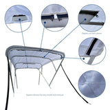 Savvycraft Waterproof 4 Bow Bimini Top Square Tube Full Set 120" Long 54" High