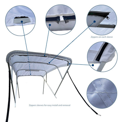 Savvycraft Waterproof 4 Bow Bimini Top Square Tube Full Set 120" Long 54" Height