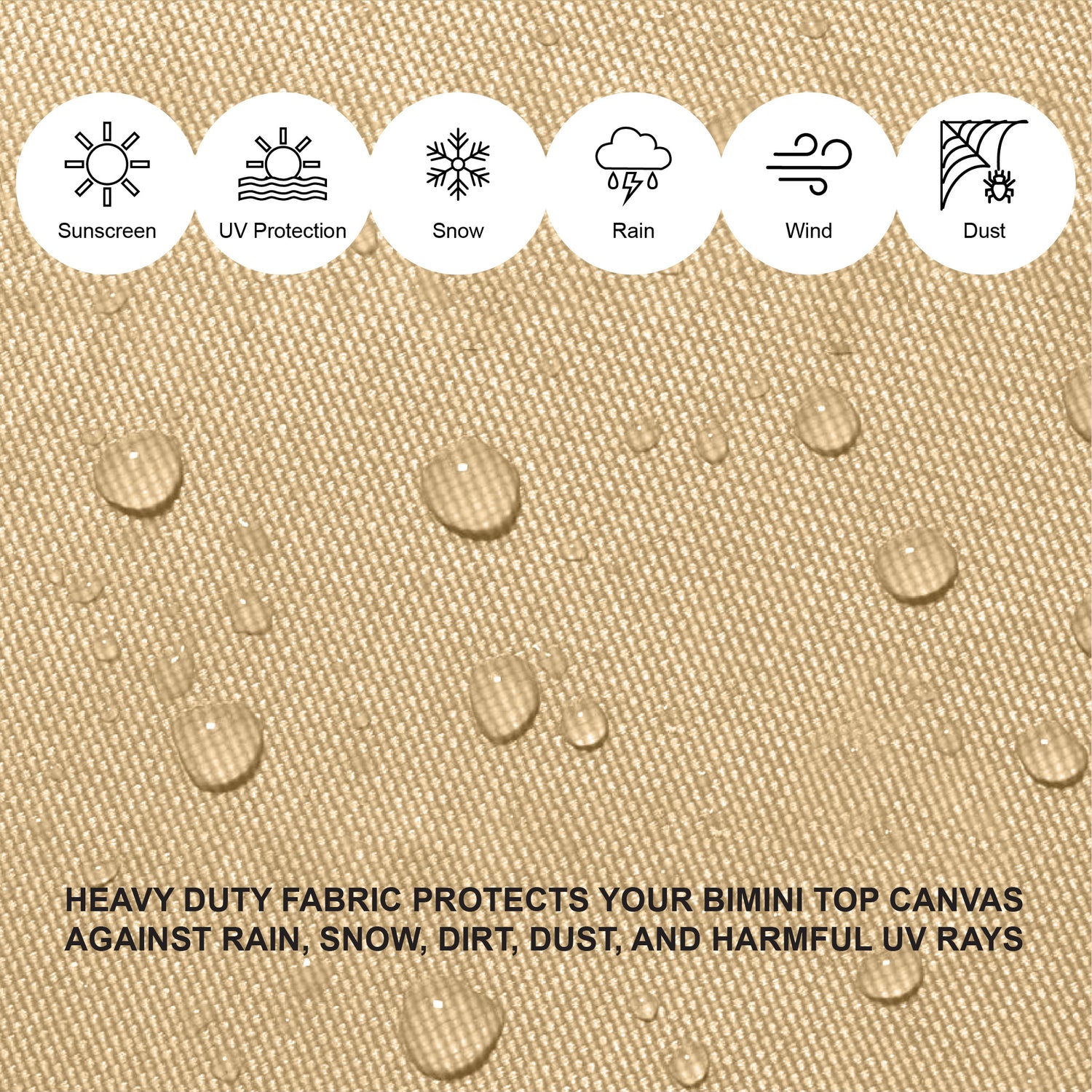 Savvycraft Waterproof 3 Bow Bimini Top Replacement Canvas 72" Long