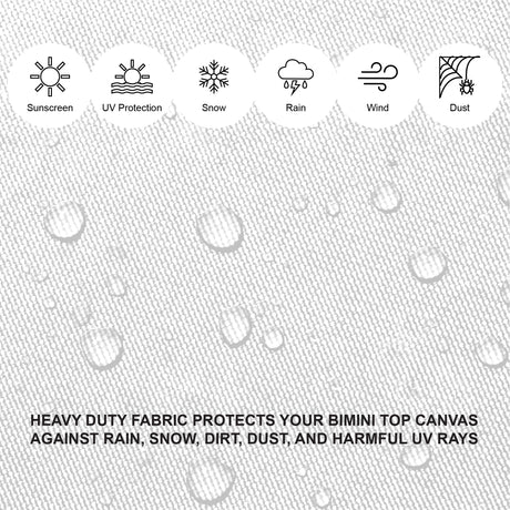 Durable 600D heavy-duty anti-fading marine-grade canvas in white, providing long-lasting protection against sun, water, and weather