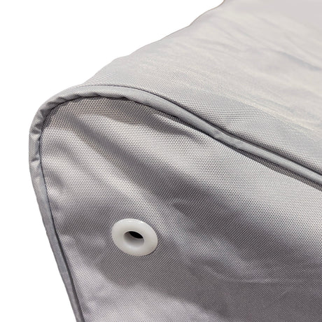 heavy-duty 600D grey marine polyester fabric, highlighting the double-stitched seams and protective piping for long-lasting durability